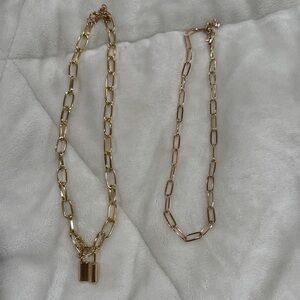 Amazon Gold Chain Necklace Set paperclip style & lock